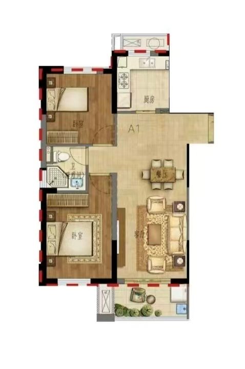 卓和佳苑 毛坯 91平方73万 东边套