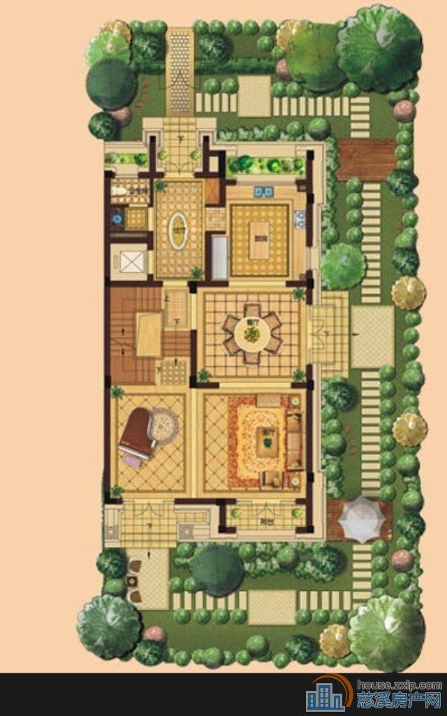 峙山庄园 联排别墅 前后花园 不是第一排