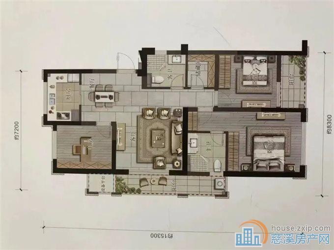 江景苑 绿城物业 全新毛胚 满两年  