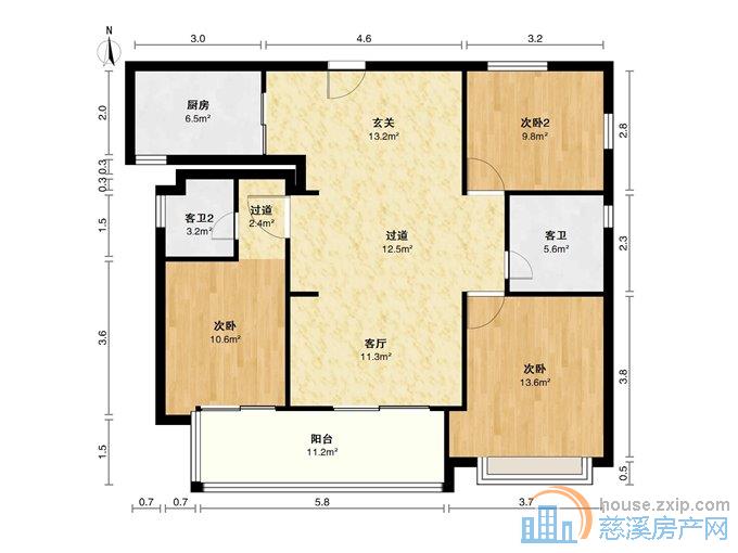 悦华府127平181.8万浙师大书包