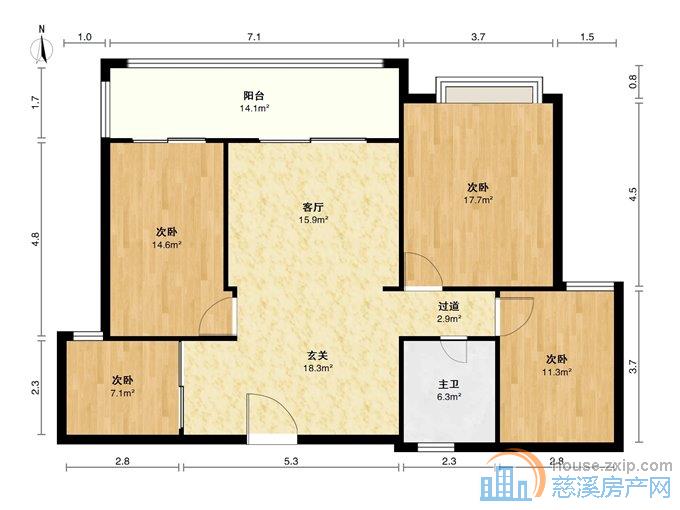 悦华府107平145万精装修