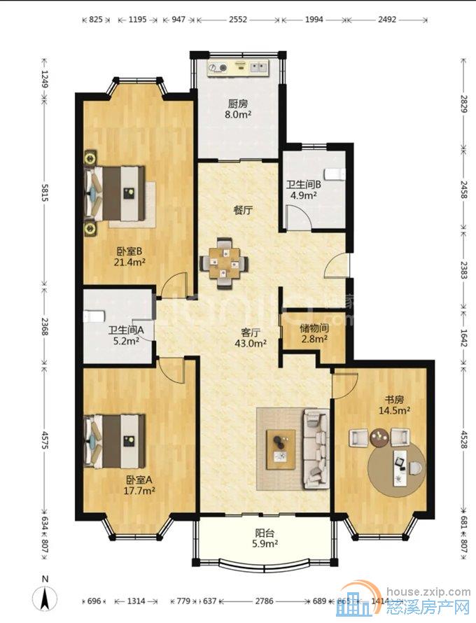 欧景苑洋房 老精装 152平 125万 